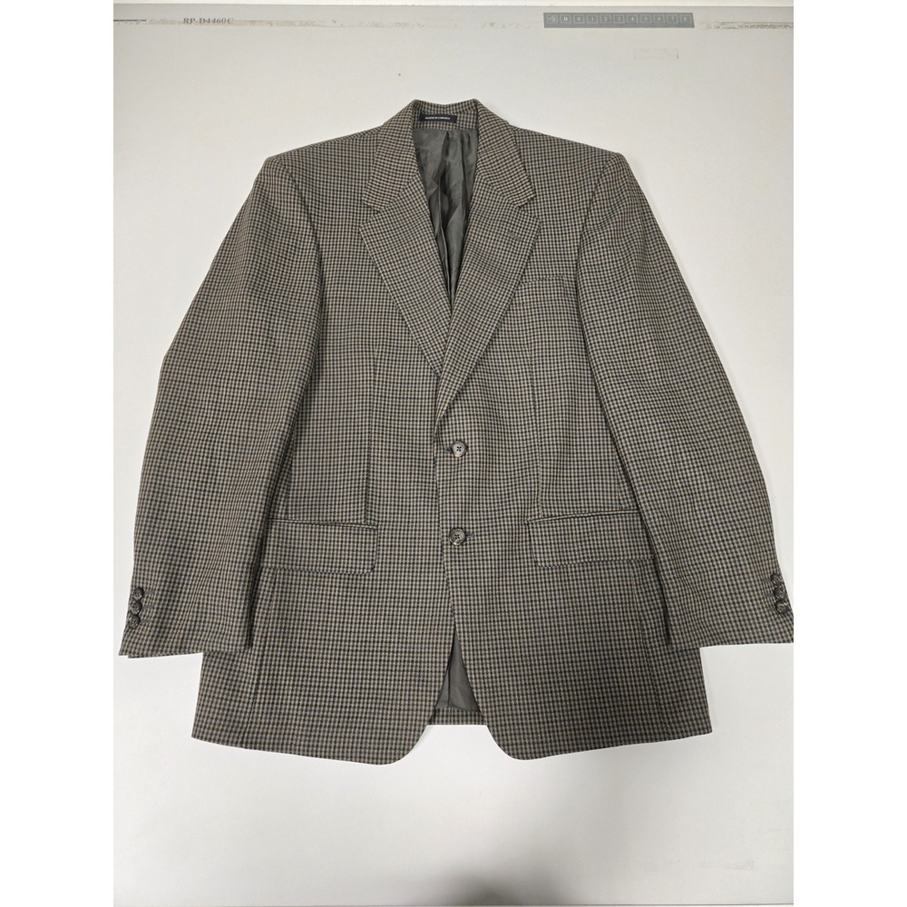 YSL Yves Saint Laurent Men's Worsted Wool Blazer Houndstooth Brown Olive Size 42